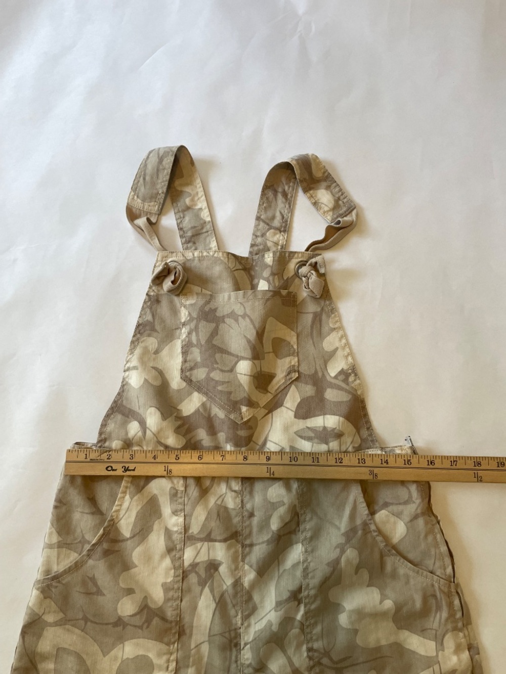 Anthropologie Beige Abstract Print Wide Leg Linen Blend Overalls Boho, Sz Medium - Picture 7 of 12